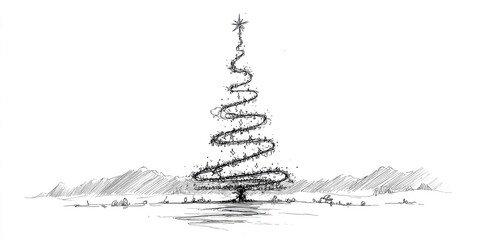 Hand-drawn, stylized christmas tree design.