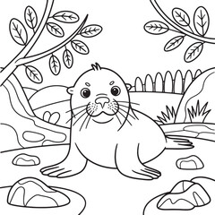 Obraz premium Seal line art illustration premium quality
