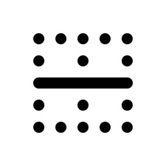Black dots arranged in rows and columns with a horizontal bar across the middle of the arrangement