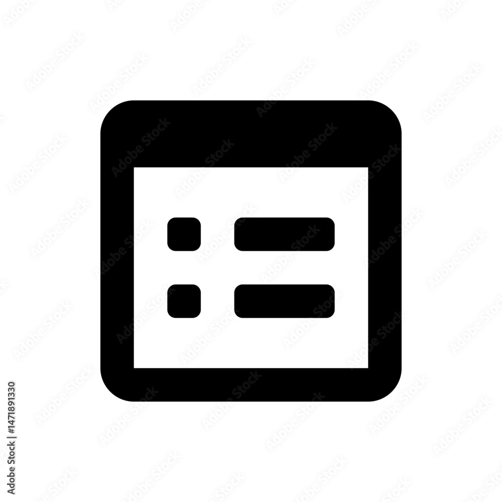 Poster black bordered square containing a white square with two rows of elements inside the inner square de