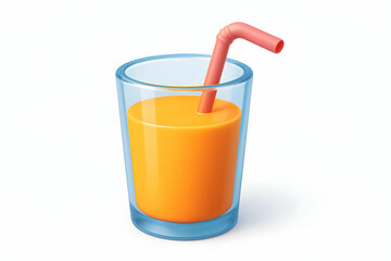 Refreshing orange juice in a glass with straw.