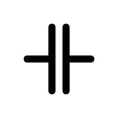 Obraz premium Illustration of a capacitor symbol with two vertical lines and horizontal lines on either side exactly