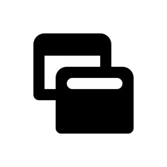 Two overlapping black rounded rectangle shapes creating a visual effect of duplication and layering design