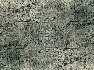 Grungy vintage ornamental texture with faded calligraphic patterns, ideal for backgrounds, design, or antique-inspired art.
