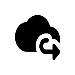 Black cloud with a white arrow curving around it pointing to the right indicating download process is on