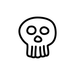 Skull head hand drawn icon with doodle design style