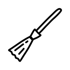 Witch broomstick doodle icon with hand drawn design for Halloween element decoration