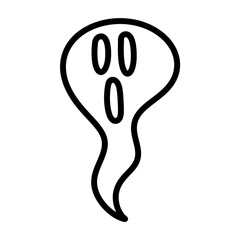 Flying ghost doodle icon with hand drawn design style for Halloween decoration