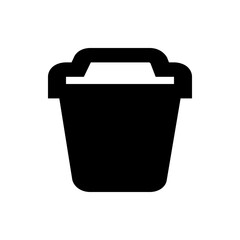 Illustration of a black trash can with a handle on a white background in a simple vector graphic style