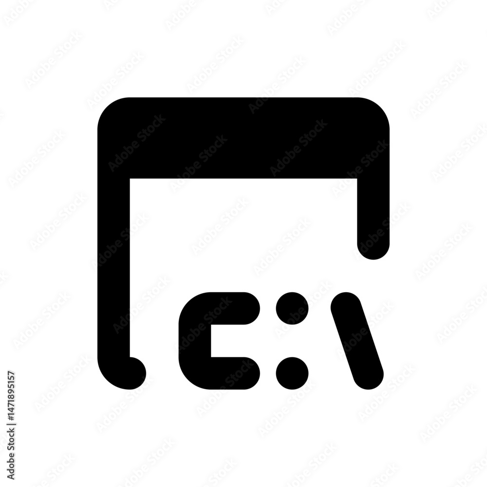 Poster illustration of a command prompt icon with a black border and the text c colon backslash inside it