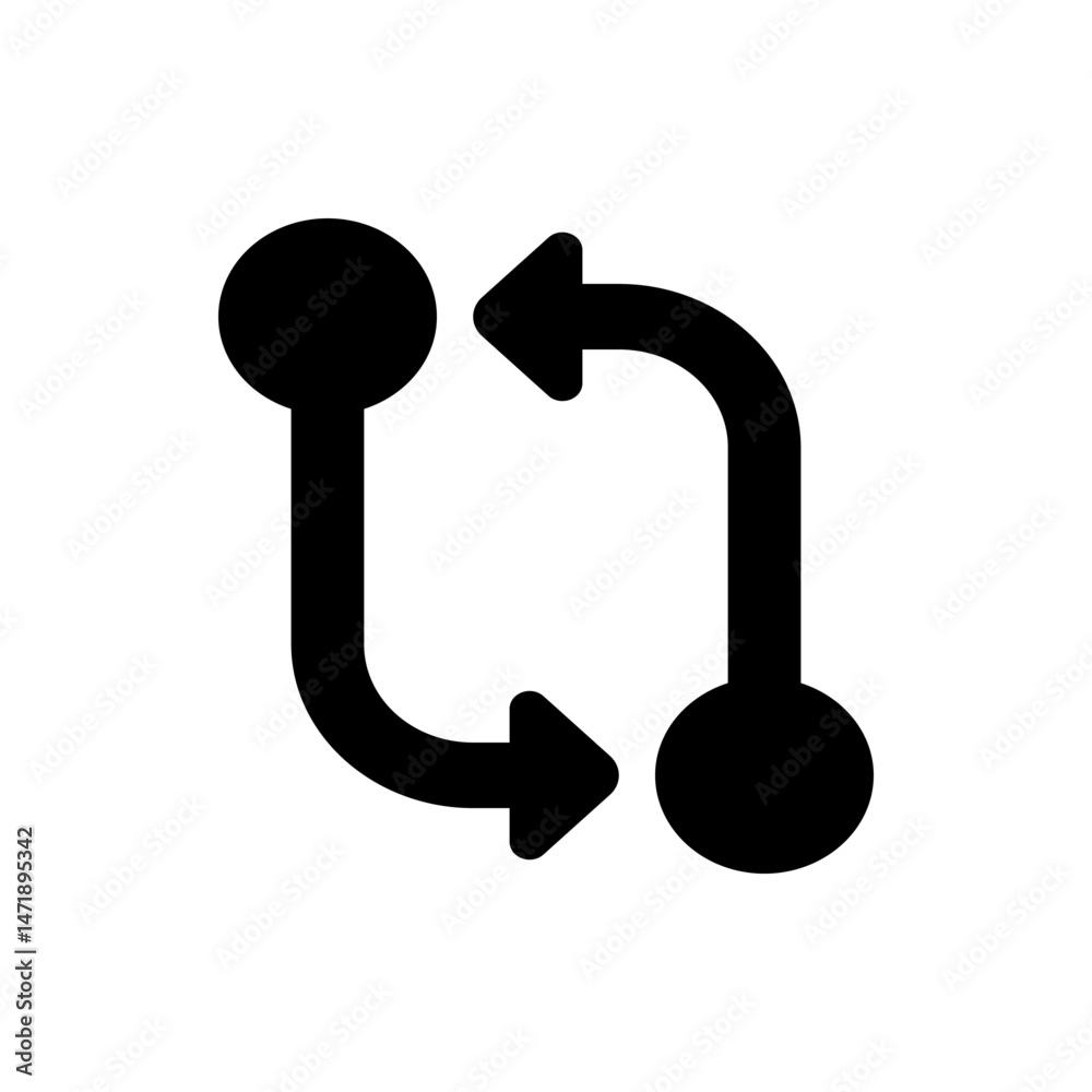 Poster black arrows forming a loop with circular ends indicating a process or cycle in a diagrammatic way