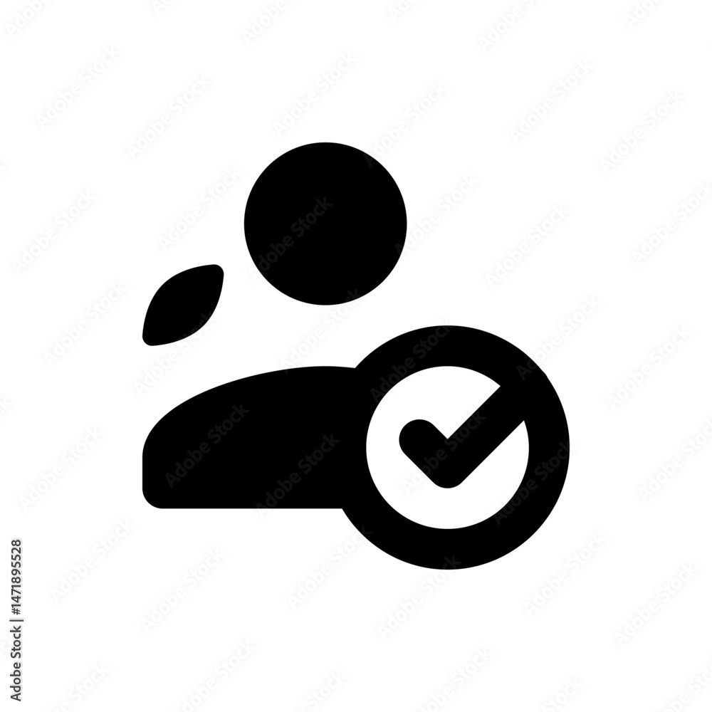 Poster silhouette of a person with a check mark inside a circle indicating approval or completion of a task