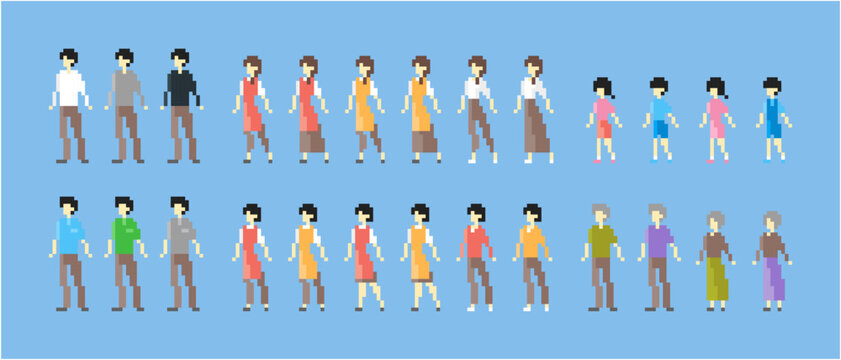 ドット絵 ファミリー 人物セット
