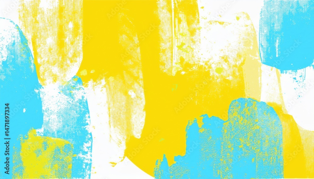 Poster abstract yellow and blue ink waves on white background for modern branding, print design, web graphi