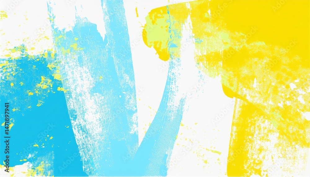Poster abstract yellow and blue ink waves on white background for modern branding, print design, web graphi