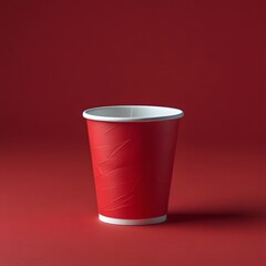 Minimalist red Paper Cup on Red Background