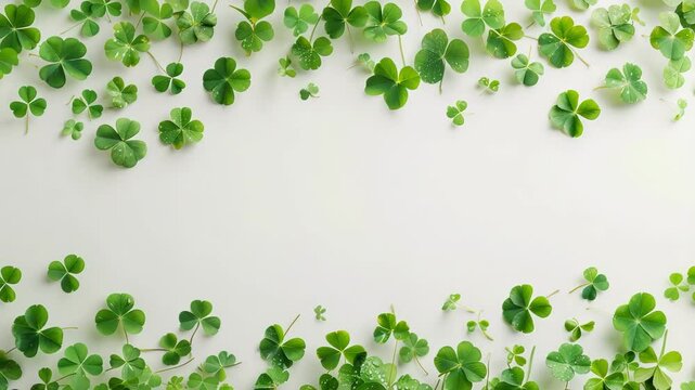 A lot of a leaf clover on white background, Generative AI Videos.