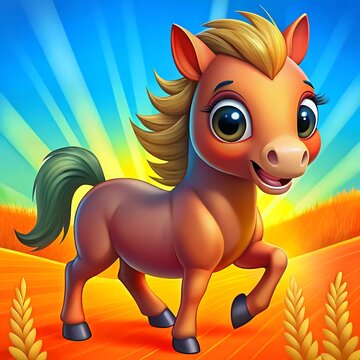 cute 3d big eyes cartoon horse