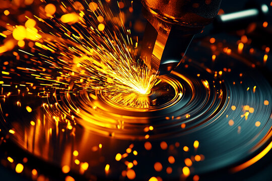 Intense Metal Grinding Sparks  Industrial Manufacturing  Hot Metalwork
