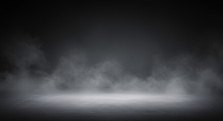 Fototapeta premium Eerie Foggy Stage: Mystical Backdrop for Drama, Product Display, and Creative Projects. Atmospheric, Dramatic & Perfect for Halloween & Dark Themes!