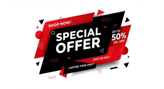 Special Offer, Limited Time Deal, Exclusive Discount, Shop Now, Up to 50% Off.