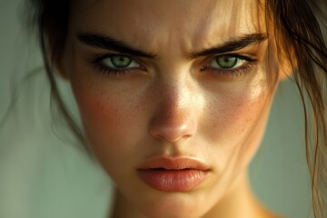 Fototapeta premium Angry and Sad Young Woman Portrait