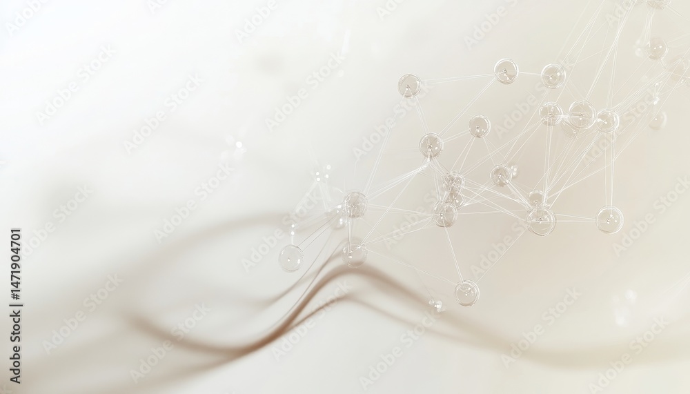 Poster Abstract Beige Network Structure with Connected White Dots and Lines on a Soft Light Background
