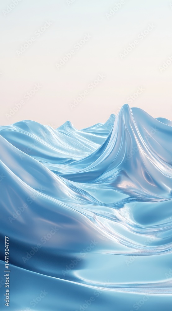 Poster Abstract Blue and White Wavy Design with Smooth Surface and Clean Lines Creating a Modern Elegant Background with a Ripple Effect