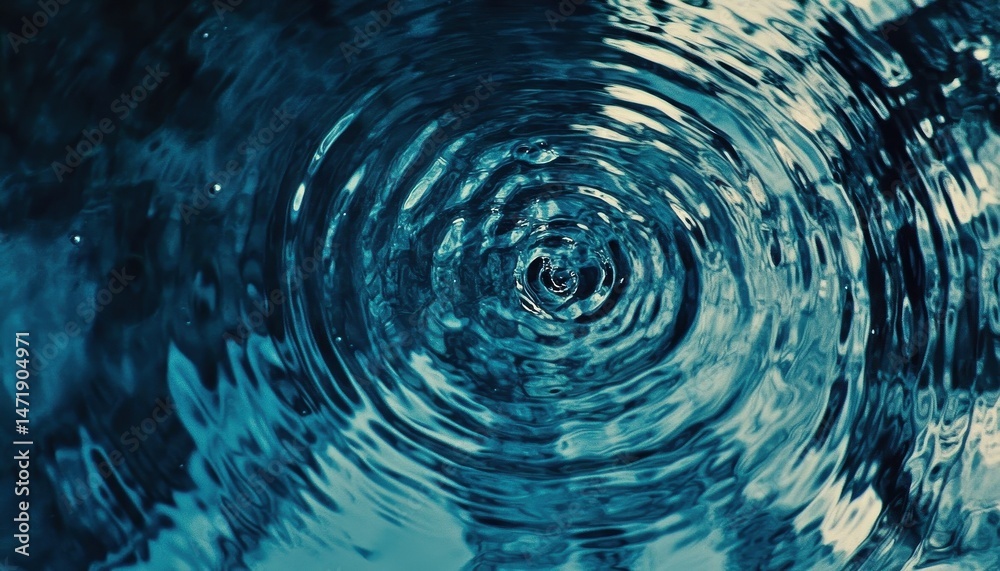 Aufkleber Abstract Blue Water Ripples Forming Concentric Circles with Dynamic Motion and Fluid Textures Creating a Mesmerizing Background
