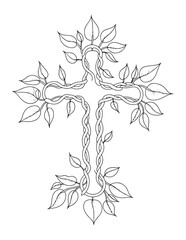 Floral Decorative Cross – Bible Line Art Coloring pages