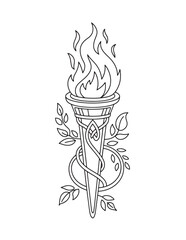 Flaming Torch – Bible Line Art