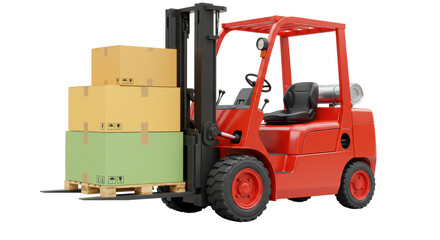 Isolated Forklift with Boxes