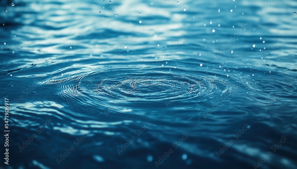 Fototapete abstract ripples on the blue water surface with light reflection creating a natural and calming text