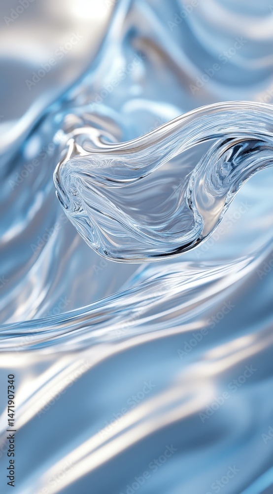 Poster Abstract Water Wave With Clear Blue Liquid Texture Creates Dynamic Ripple Effect and Shiny Surface for Modern Background Wallpaper or Art Design
