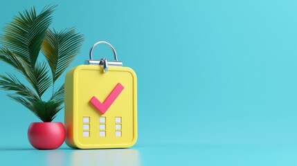 Vibrant yellow checklist icon in a modern setting.