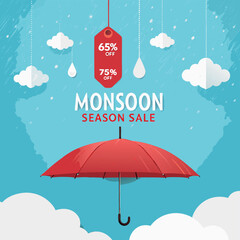 Big Monsoon Sale Banner – Rainy Season Discount Offer – Editable High-Resolution Marketing Design Ai-Generated