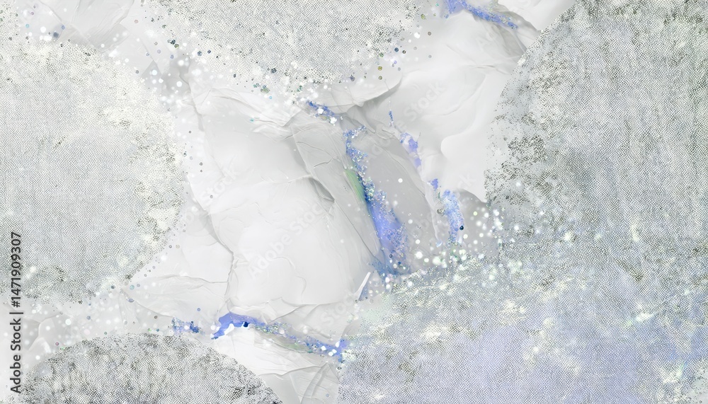 Aufkleber ethereal neural branch over frozen terrain with icy textures and digital snowflakes for abstract branding, web background, or tech print

