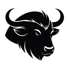 Bison head silhouette vector illustration 