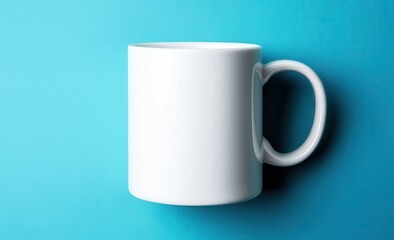 Fototapeta premium White mug on a turquoise background