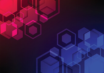 Abstract background hexagon honeycomb pattern in blue horizontal vector illustrator. Concept of technology design connection pattern from geometric shape, data internet communication, grid molecular.
