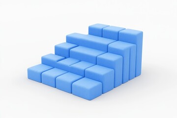 Obraz premium A light-blue staircase formed from cubic blocks