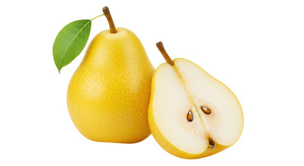 Isolated Yellow Pear Cut in Half