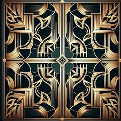 Art Deco Geometric Pattern - Gold Lines on Dark Background Luxury Design
