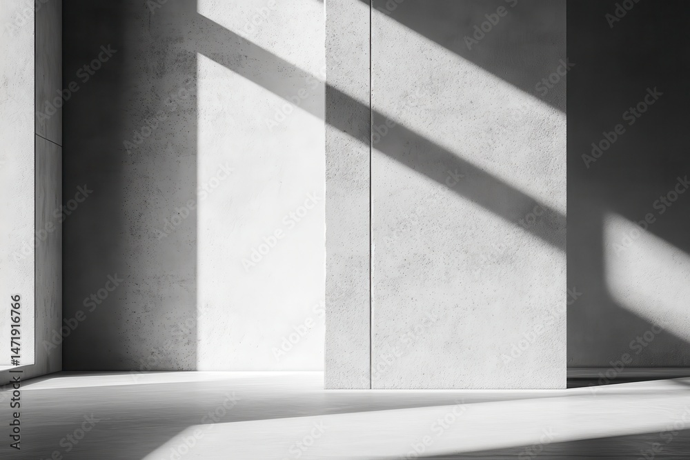 Aufkleber modern interior with concrete wall and geometric shadow patterns casting a minimalist abstract desig
