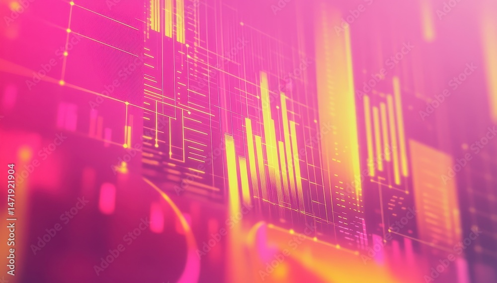 Aufkleber Vibrant Pink and Yellow Abstract Technology Background with Digital Graphic Elements and Futuristic Design for Modern Art