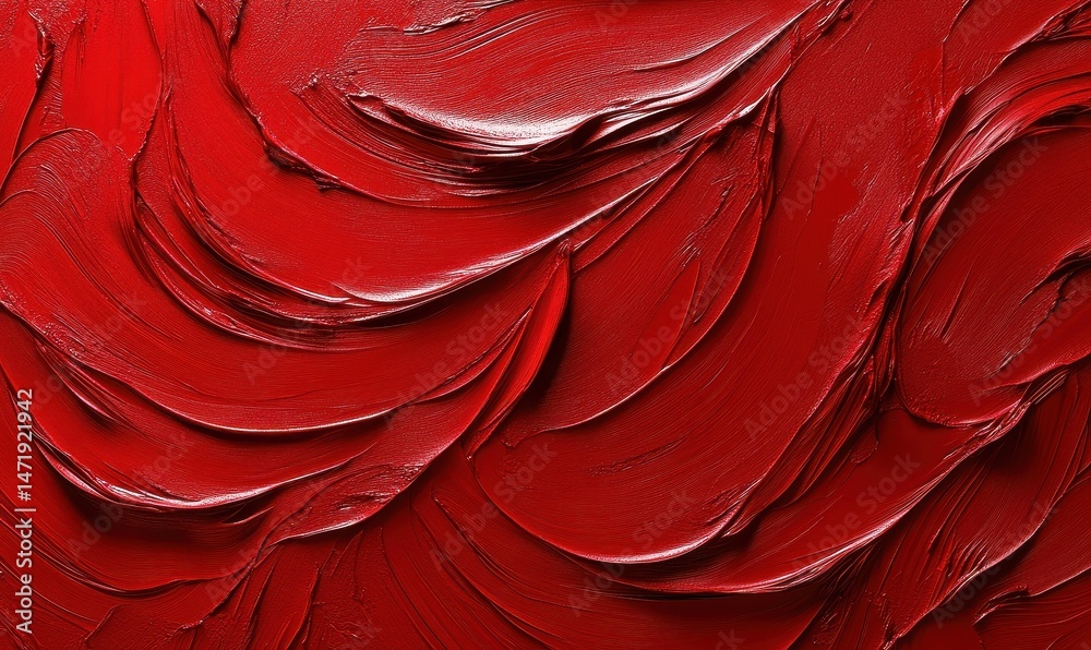 Aufkleber vibrant red abstract texture background with swirling paint brush strokes and glossy finish for deco