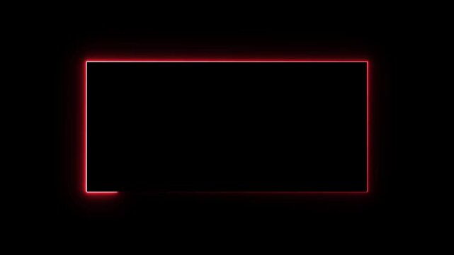 Abstract beautiful seamless neon light rectangle border frame animation isolated on black Background