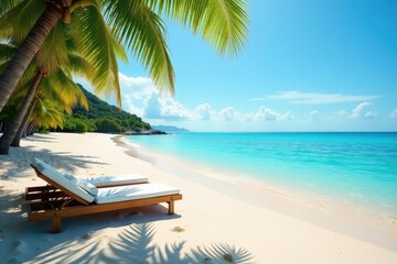 A peaceful, empty beach scene on a sunny holiday Perfect for relaxation and escape , rest, beautiful