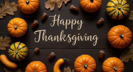 Happy Thanksgiving: Pumpkins, Acorns & Autumn Leaves - A Festive Fall Celebration!