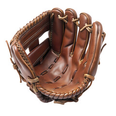 Vintage Brown Leather Baseball Glove isolated on transparent background
